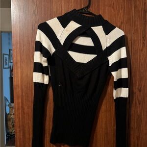 Black and White Striped Women's Sweater